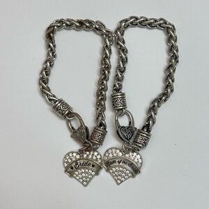 “Bride” and “Mom of the Bride” matching Silver Tone bracelets - 8” each